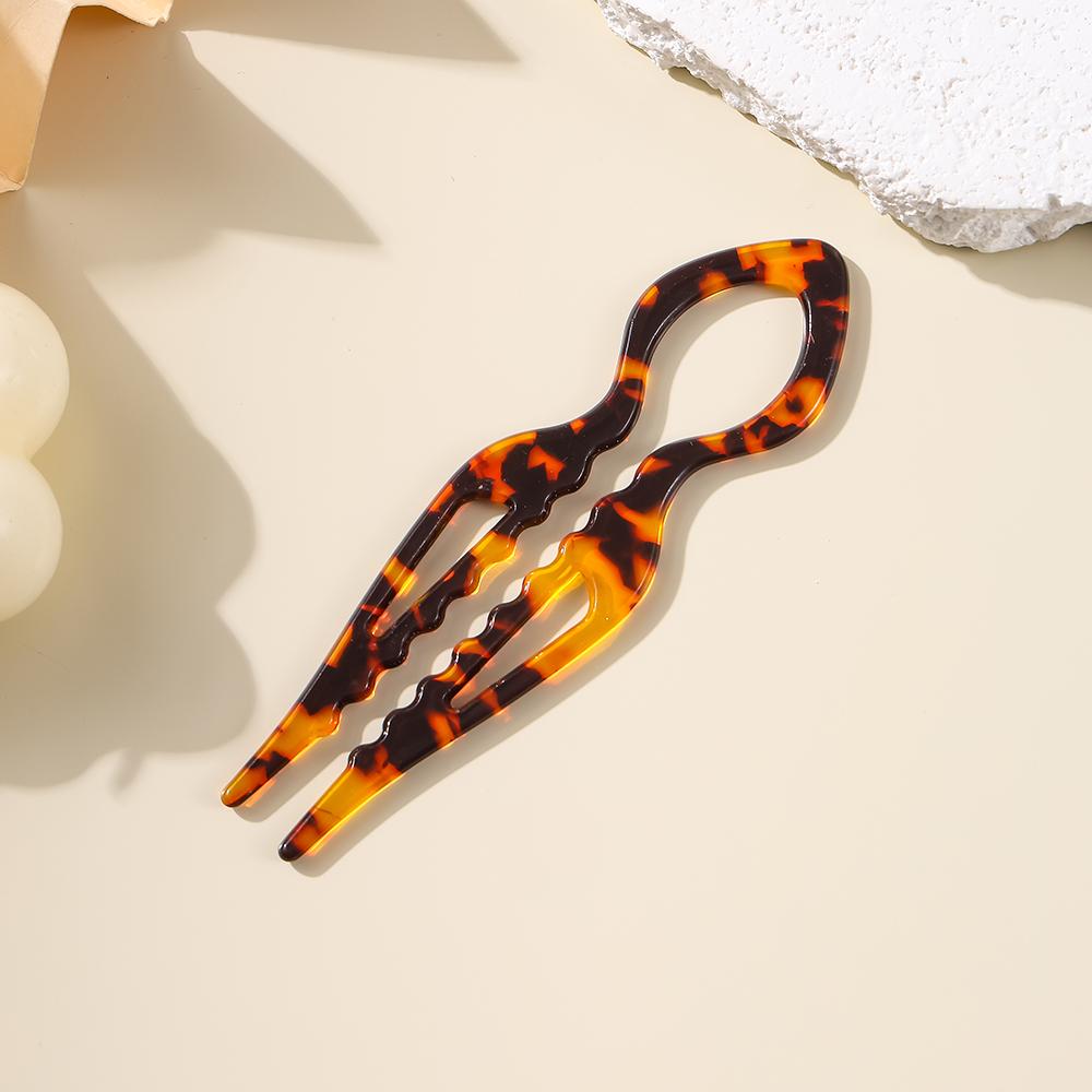 U-Shaped Hair Sticks Tortoiseshell Acrylic Anti-Slip Hairpin for Women Hair Stick Bun Comb Acetate Hair Clips Hair Accessories