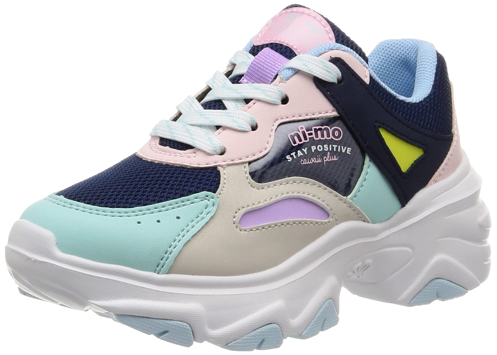 

Sneakers with thick beautiful for girls and NM 2E [Moonstar] soles, legs, 19-24.5cm, kids, J074, multi, 21.5 cm,