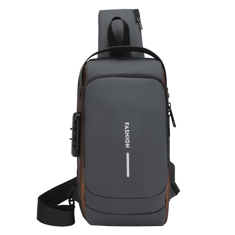 

Мужская модная нагрудная сумка-кроссбоди с защитой от кражи - спортивная повседневная, рюкзак большой вместимости золотой/серый