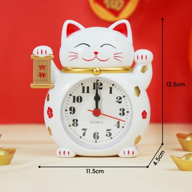 Japanische Glückskatze Wecker Koreanische Cartoon-Katze Einfache Dekorative Tischuhr Nachttisch-Dekorationen Schüler Aufstehen Quarz Uhr