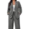 European & American Fashion Slim Fit Lapel Cardigan Suit & Pants Set for Women