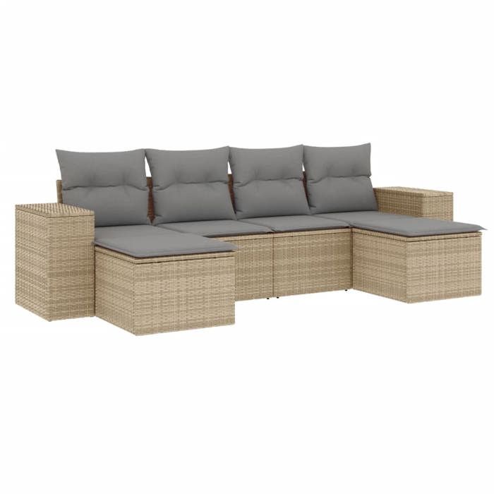 VidaXL Garden Lounge Set with Cushions 6 Pcs, Patio Sofas, Patio Furniture Set, Outdoor Furniture, Beige 3222918