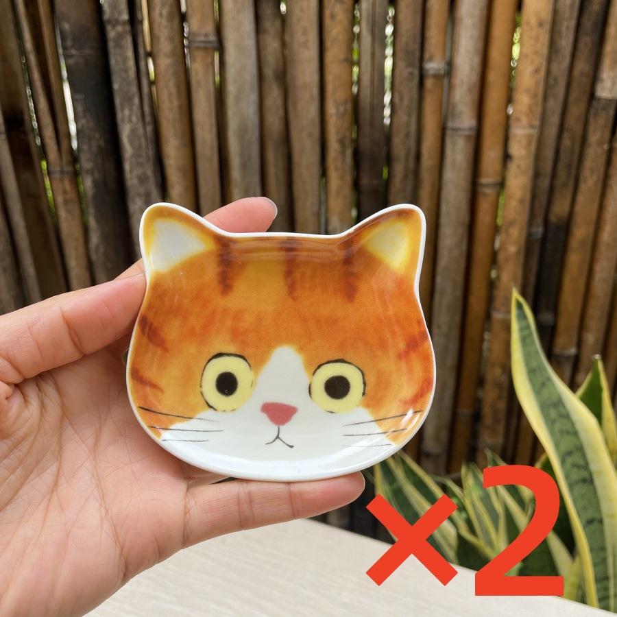 

2PC Mini Serving Dishes Adorable Snack Plates Perfect Housewarming Gift Ceramic Cartoon Cat Head Kitchen Spoon Holder Cute