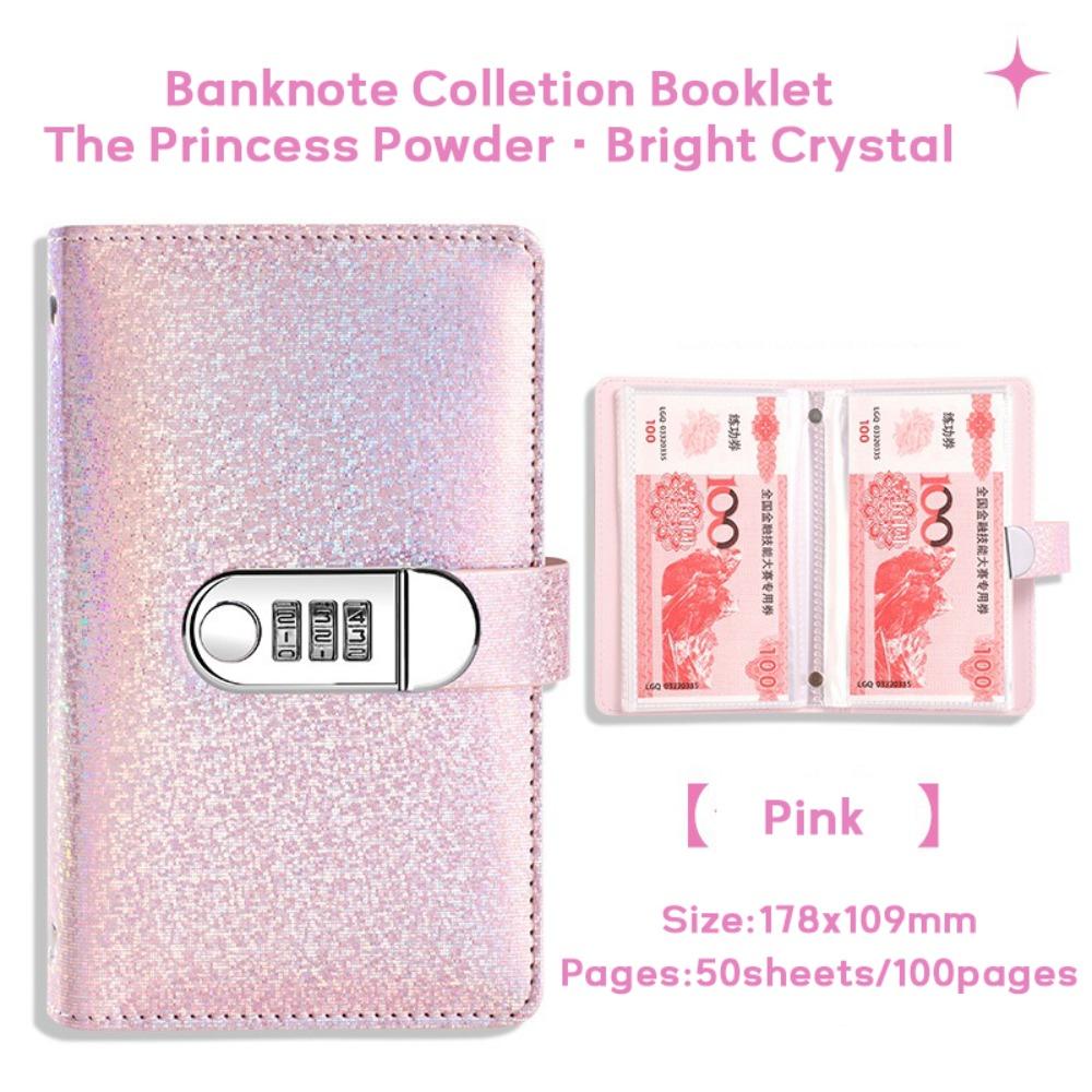 With Password Lock Saving Money Notebook PU Leather Budget Saving Book