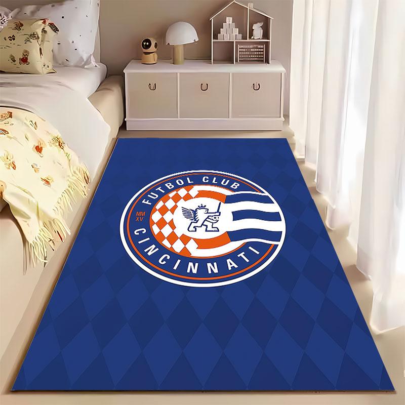 Futbol Club Cincinnati Logo Rug suitable as a non-slip mat for the living room or bedroom sofa