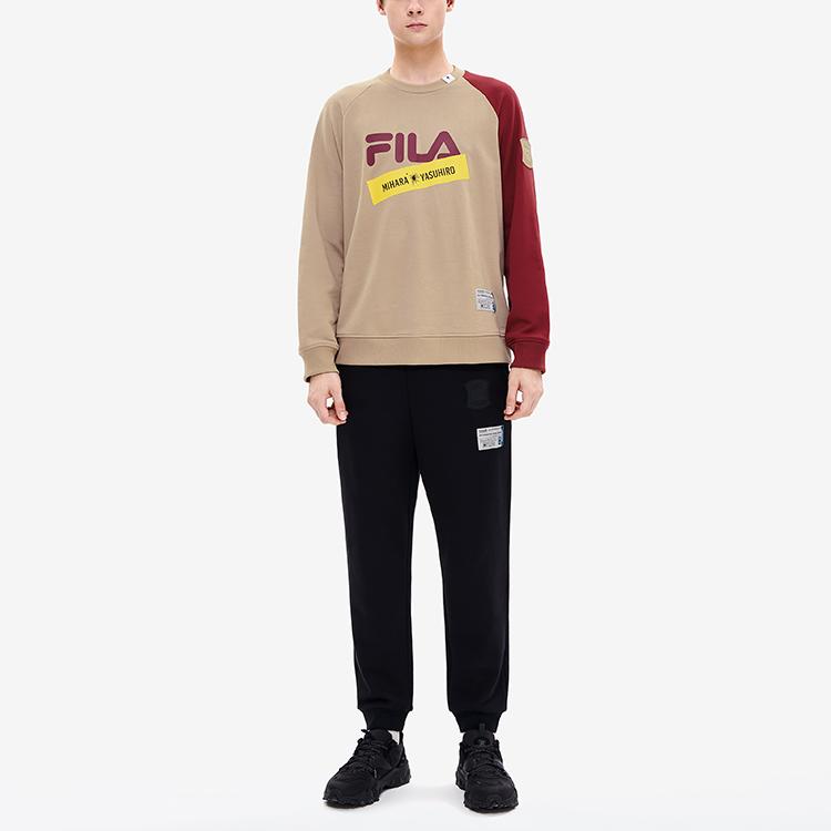 FILA X MIHARA YASUHIRO Loose Color Block Logo Casual Pullover Long Sleeve American Vintage Sweatshirt Men sweatshirt Ceramic-Gray F11M243205F-GY