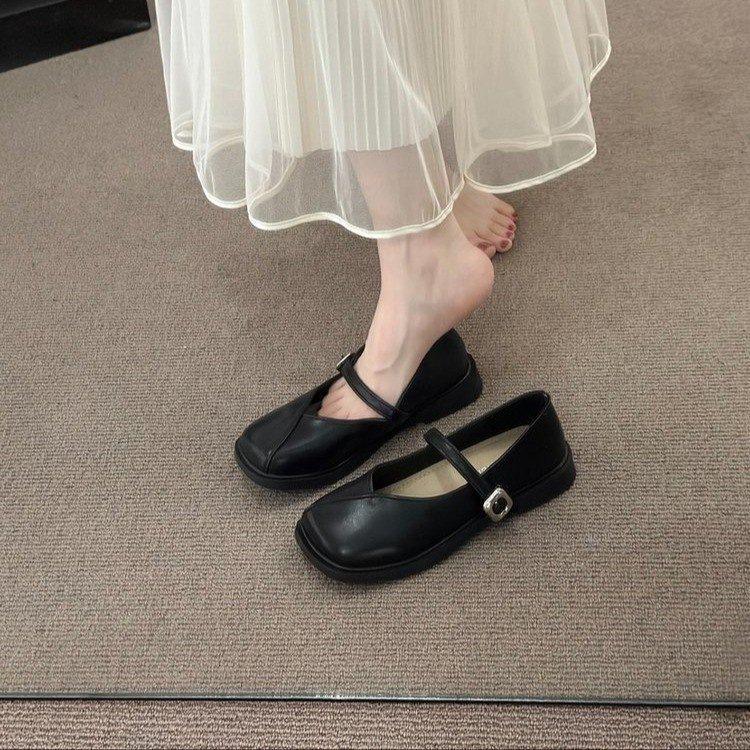 French Small Leather Shoes Women's 2025 New Autumn with Skirt Mary Jane Women's Shoes Evening Flat-bottomed Love Shallow Mouth Single Shoes