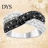 Women Circlet Finger Ring Double Colors Shiny Rhinestone Inlaid Cross Shape Electroplated Lady Daily Jewelry