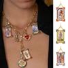 Bohemian Style, Generous Card, Tarot Card Necklace, Women's Sun, Moon, Demon's Eye Necklace, Gold-plated and Color Preserved