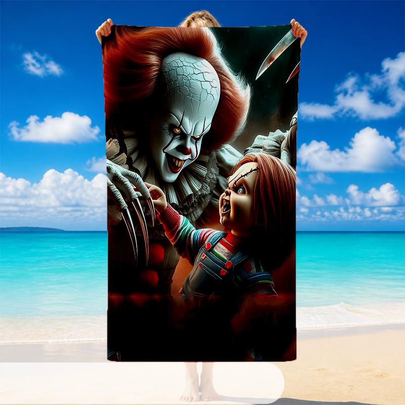 Quick Dry Beach Towel Chucky Pattern, Lightweight Absorbent Towel for Pool Beach Vacation Use