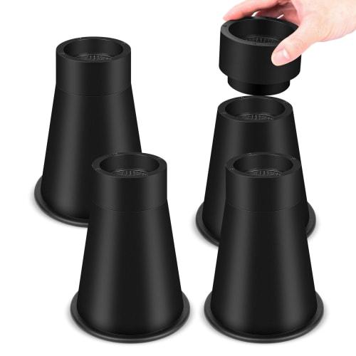 Adjustable Height Extension Legs, 2-Way, 15.5cm/20cm Round, Black, for Beds, Tables, Sofas, Desks, Kotatsu Tables, Table Legs, and Heating Appliances.