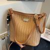 Woven Bucket Bag Bag Women's 2025 New Fashion Daily Simple Leisure Commuter Tote Armpit Bag
