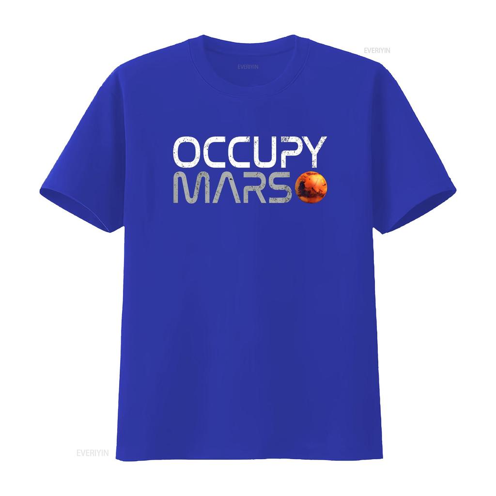 Occupy Mars T Shirt vintage Washed designer clothes streetwear Casual Stylish homme Slightly fashion Versatile Soft graphic