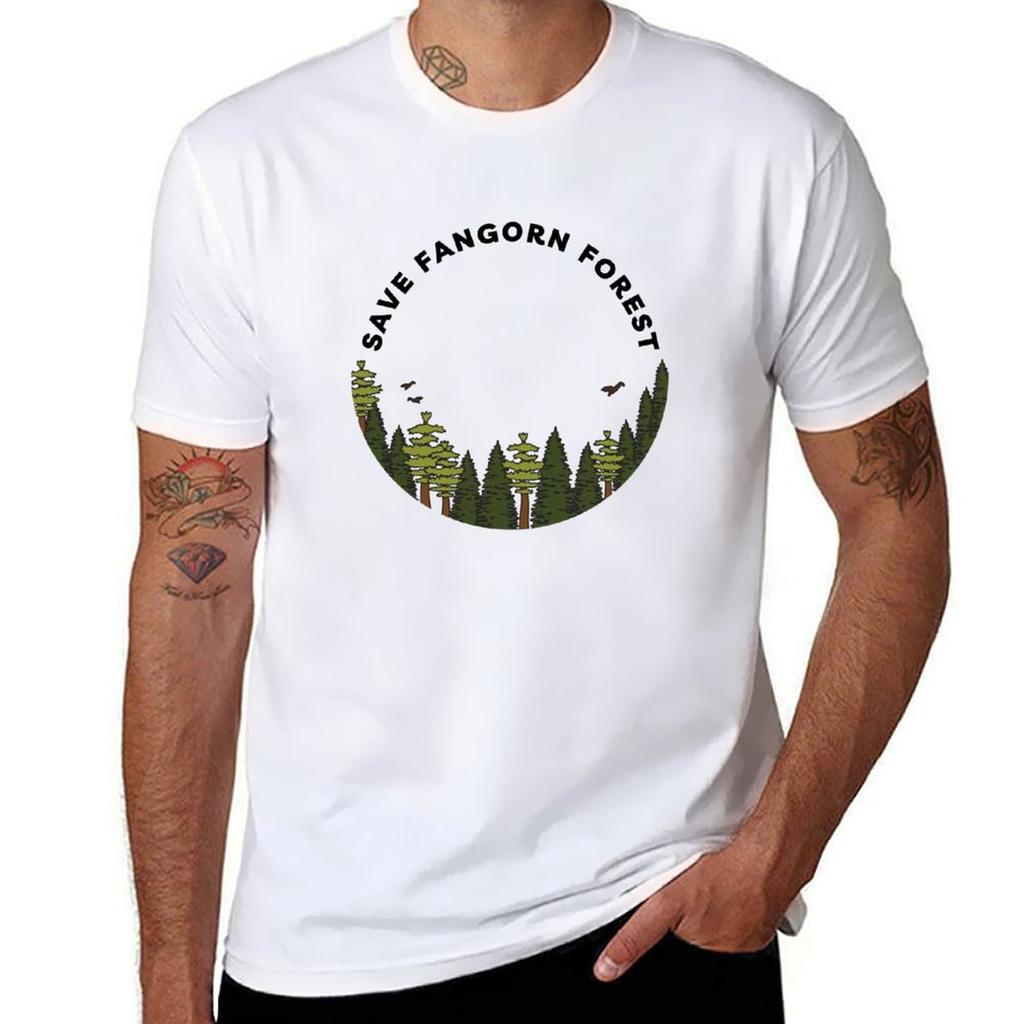 Save Fangorn Forest - Circle - White - Fantasy T-Shirt Summer Clothes Heavyweights Men Workout Shirt