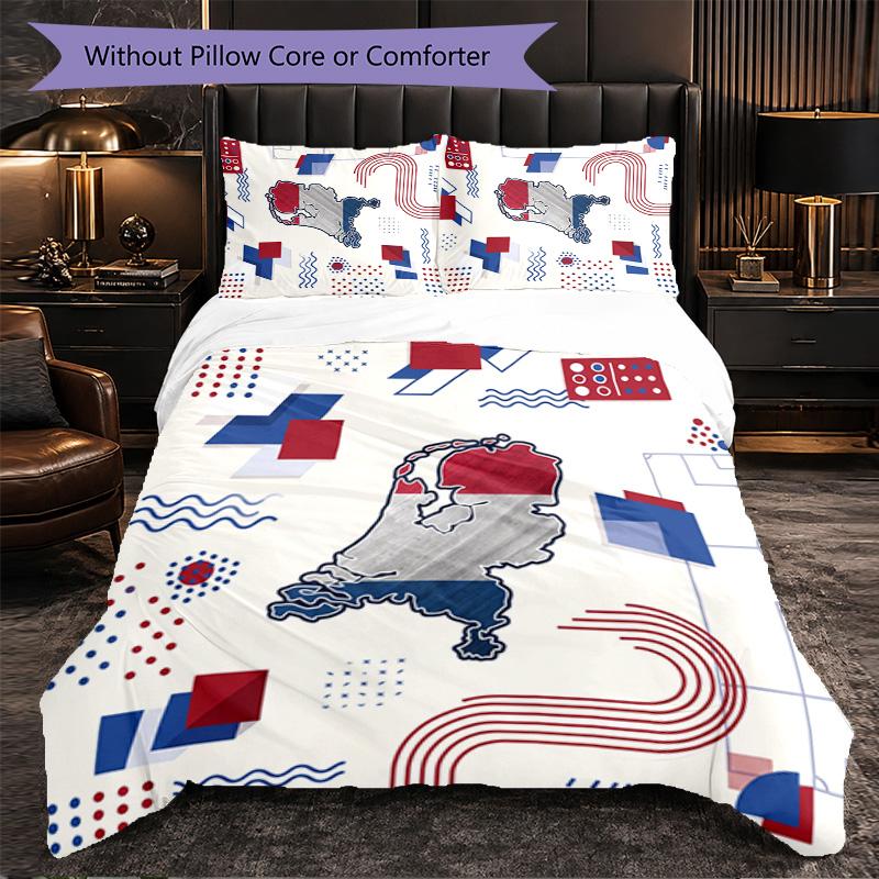 Set Biancheria da Letto 3 Pezzi con Motivo Calcio Olandese Morbida Copripiumino in Microfibra con Federe per Camera da Letto