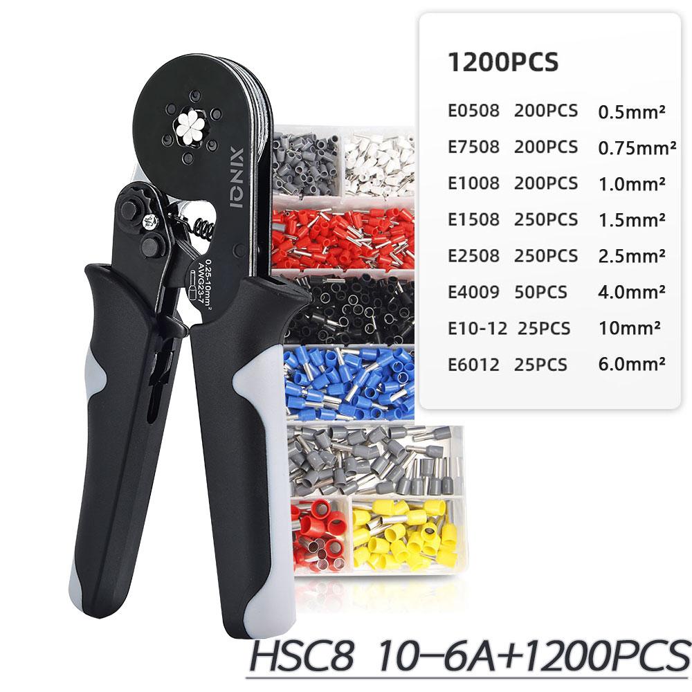 XINQI HCS8 10-6A 10mm2 Tube Terminals Crimping Pliers Set with Storage Bag &  Hand Tools Electrician Crimper Crimping Pliers