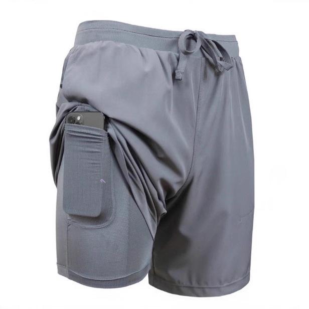 Men's Summer Sports Shorts Men's Double-layer Quick-drying Breathable Squat Jogging Men's Casual Pants Basketball Five-quarter Pants