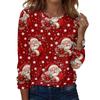 Women's Christmas Printed Long Sleeve Round Neck Top Casual Blouse