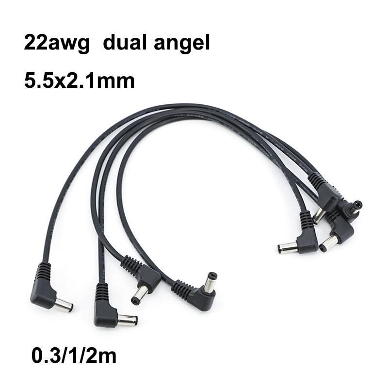 30cm 1m 2m DC male to male dual angel Power cable Plug L-shaped 5.5X2.1mm 5.5*2.1 90 Right Angle Jack Cord Connector 22AWG 3A
