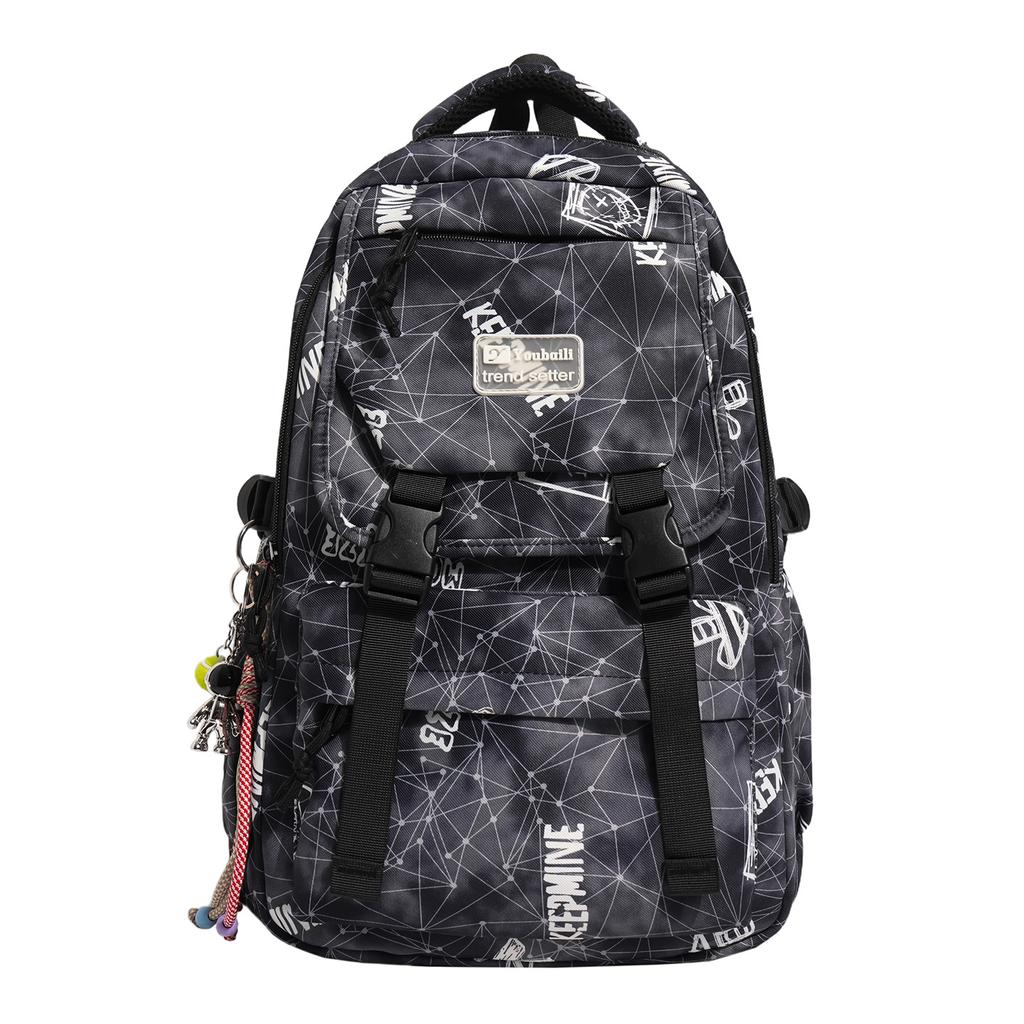 Schoolbag Korean Trend Backpack Personality Foreign Style Junior High School Student Schoolbag Lightweight Travel Backpack Large Capacity Backpack