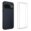 For Google Pixel 9 Magnetic Case WANLONFENG TQ1 Series Carbon Fiber Texture PC TPU Phone Cover with 2Pcs Screen Films