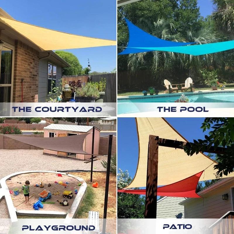 3x3x3M Folding Waterproof Triangle Sun Shade Sail Canopy For Outdoor Activities Backyard Awning Camping Tents Shade Cloth