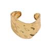 Retro Wide Metal Cuff Bracelet with Ripple Hammered Texture