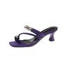 Fashion 2025 Square Toe Women Slippers Fashion Mid Heels Shoes Dress Elegant Sandals Summer Woman Pumps Trend Brand Women’s Flip Flops