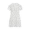 Women's summer new French retro design bubble short-sleeved V-neck slim-fit dress