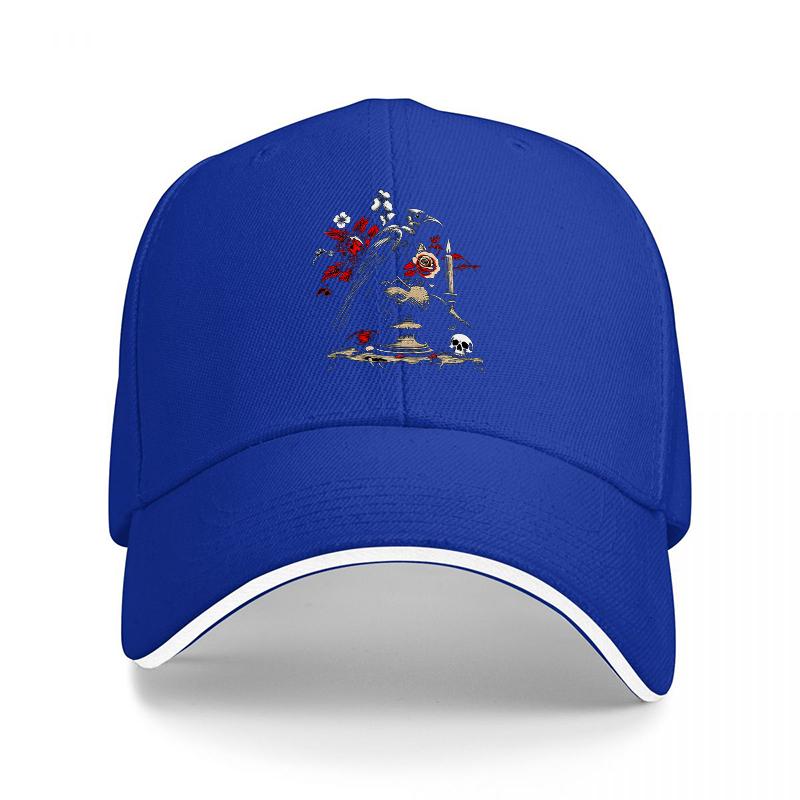 Black Baseball Cap with Crow and Flowers Design Gothic Style Embroidered Hat for Unisex and Women Streetwear Fashion Accessory