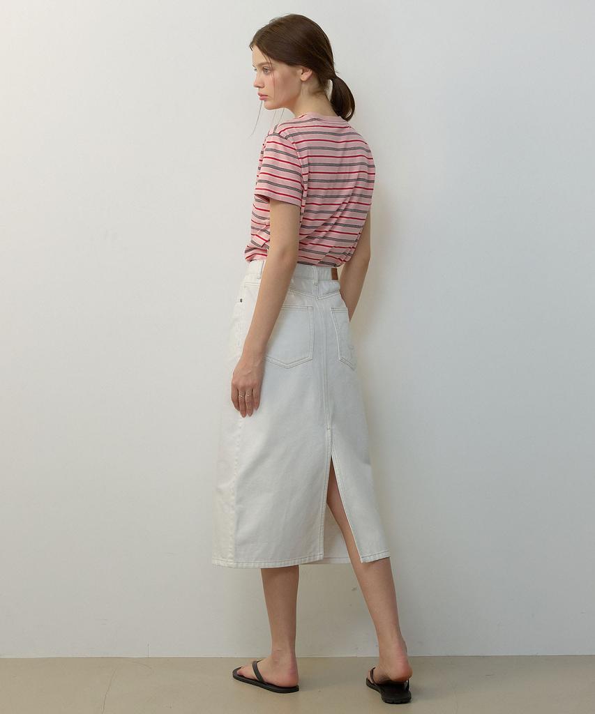 City Breeze Denim Long Skirt_White
