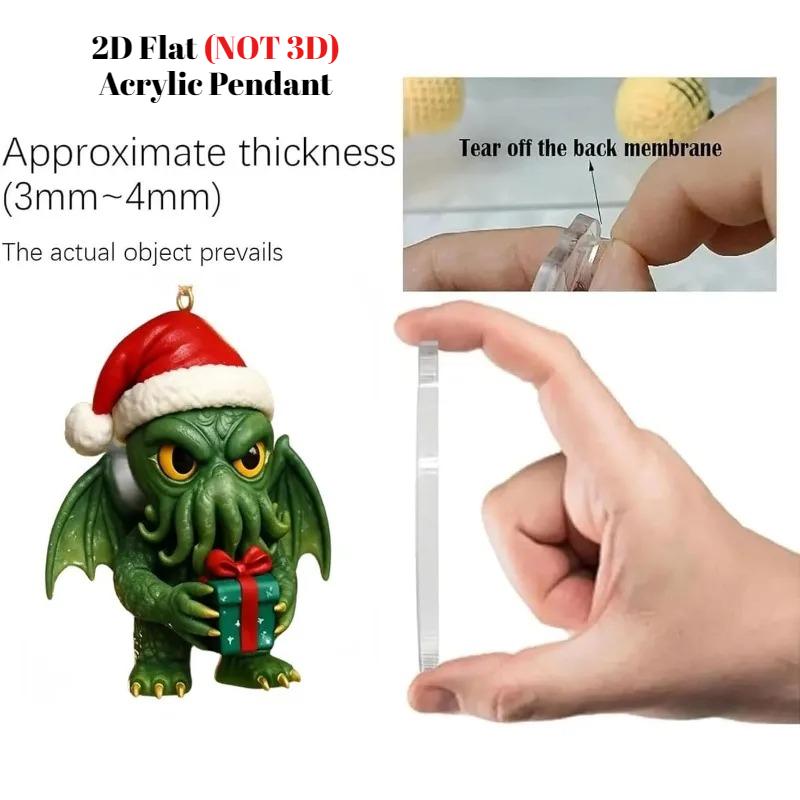 Cthulhu:Terrors of Yule  Advent Calendar 2025, 2D Flat Acrylic 24 Hanging Cthulhu Monsters Ornament, Gothic Advent Calendar for Monster Fans