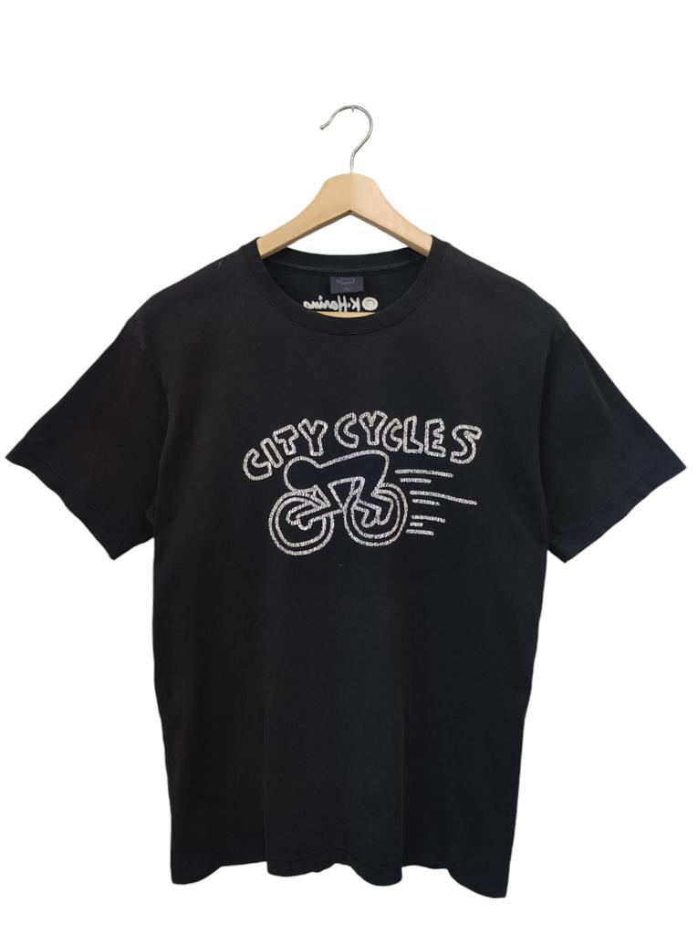 Vintage 90s Keith Haring POP SHOP haring USA x vintage haring cycling pop art scene graphic black XLarge size haring city cycles save earth