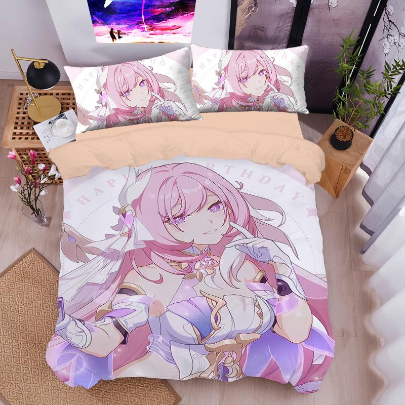 Anime Elysia Bedding Sets Japanese Anime Two-Dimensional Girl Duvet Cover Set Kawaii Sexy Girl Quilt Cover 2/3Pcs