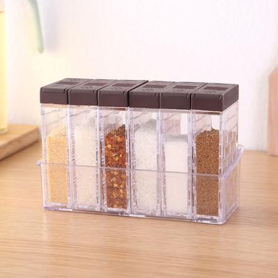 Opening Cover Spice Jar Two-Way Transparent Seasoning Shaker with Lid and Tray Spice Container for Kitchen