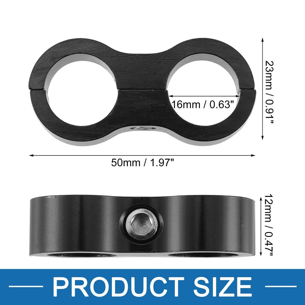 A ABSOPRO Car Hose Separator Clamp AN8 Fuel Line Connector for Fuel Hose Aluminum Alloy (Set of 2)