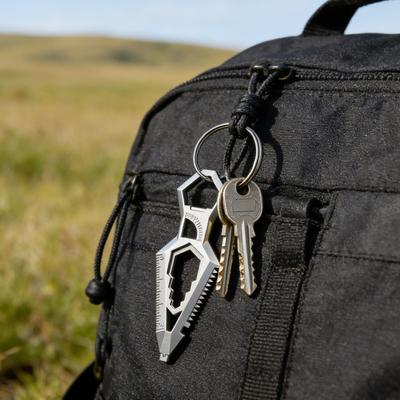 1/2Pcs Stainless Steel 9-in-1 Keychain Portable Bottle Opener Protractor Ruler Screwdriver Wrench Lever Multi-Functional Pocket EDC Tool