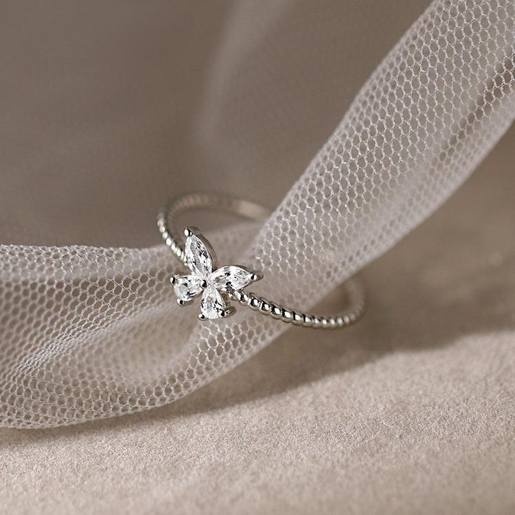925 versilberter Schmetterlingsring für Damen, Nischendesign, Zeigefinger-Stil, Sommerliche Feen-Kälte-Thema