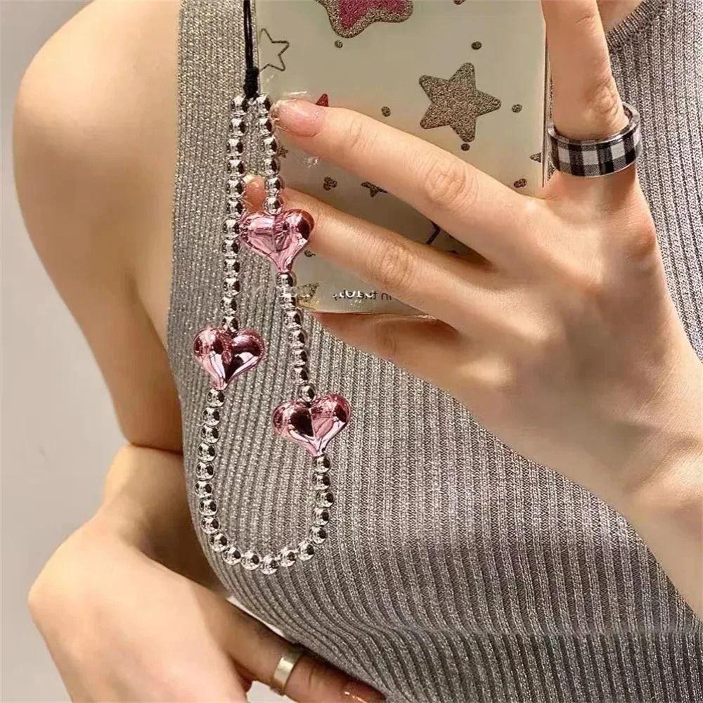 

love Mobile Phone Chain Rope DIY Mobile Phone Lanyard Cute Pearl Hanging Rope Phone