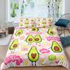 Cartoon Avocado Duvet Cover Three-Piece Set Funny Pattern Bedding Set With Pillowcase