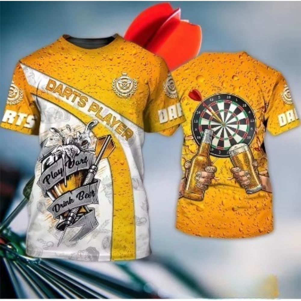 Neues 3D-gedrucktes Dart Herren Sommer Kurzarm Modisches Rundhals Locker Lässig Übergröße Personalisiertes T-Shirt