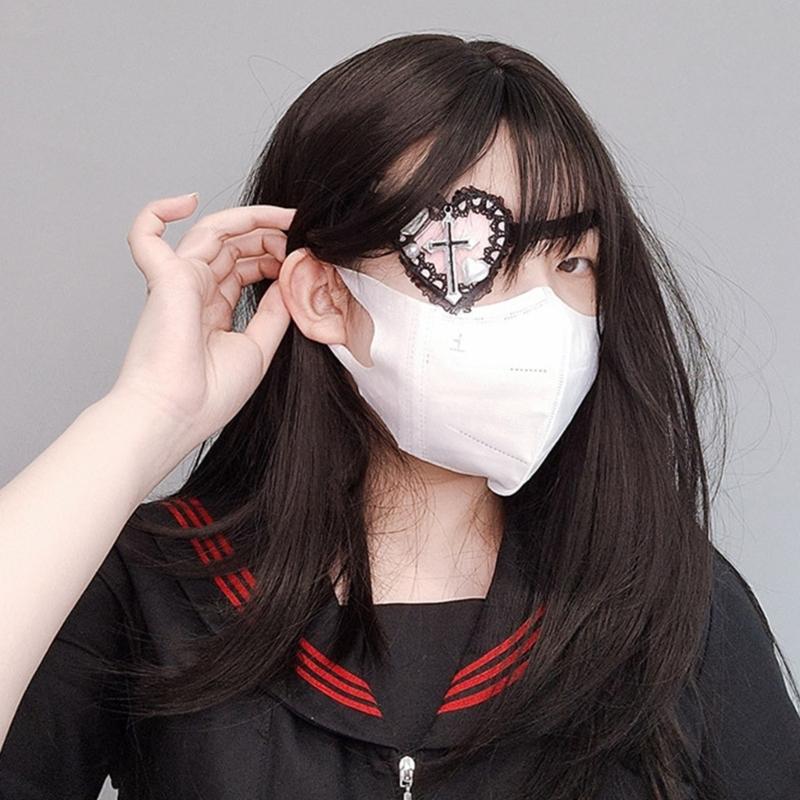 Lolit Eye Patch Gothics Eyepatch Heart Eyepatch Lolit EyeMask Cosplays Eyepatch Single Eye Mask-