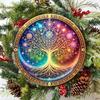 Tin Tree of Life Metal Wall Art 8 Inch Round Mandala Boho Decor