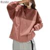 ZANZEA Women Casual Round Neck Fashion Long Sleeve Blouse