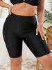 2026 High-Waist Badeshorts in Übergröße, Schwarz, mit Taschen - Europäischer & Amerikanischer Stil