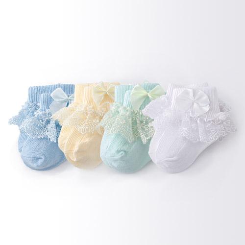 Lawadka 4Pairs/lot Newborn Baby Socks For Girls Cotton Lace Infant Girls Sock Princess Bow Toddler Baby Girls Socks Spring 0-24M