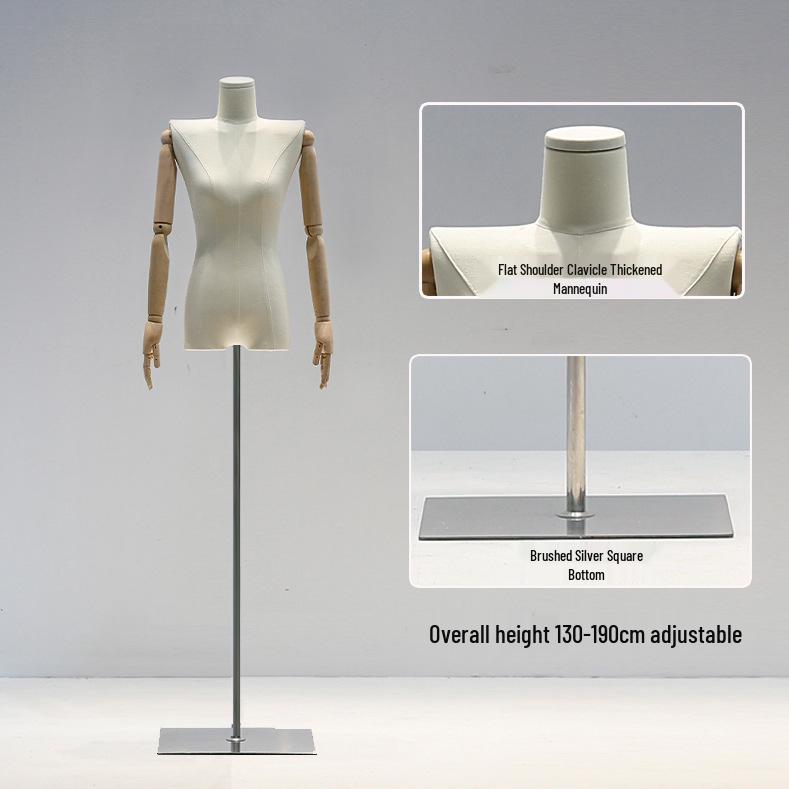 Korean Style Women's Clothing Display Mannequin with Flat Chest and Square Shoulders