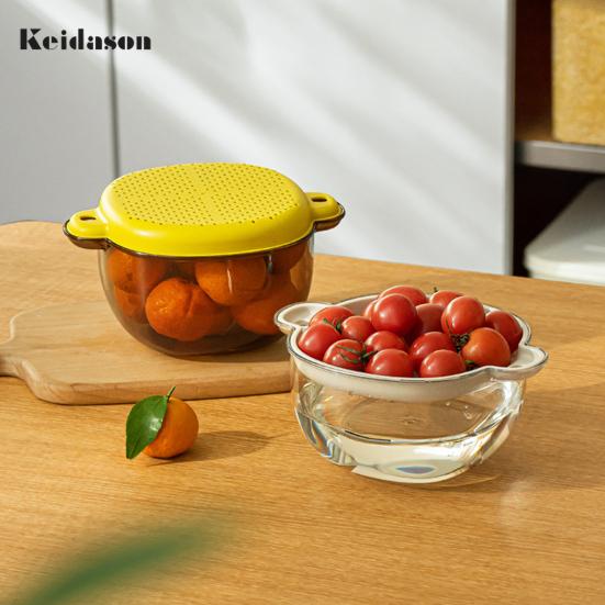 Useful Food Grade PET Vegetable Washing Basket Colander Fruit Kitchen Accessories
