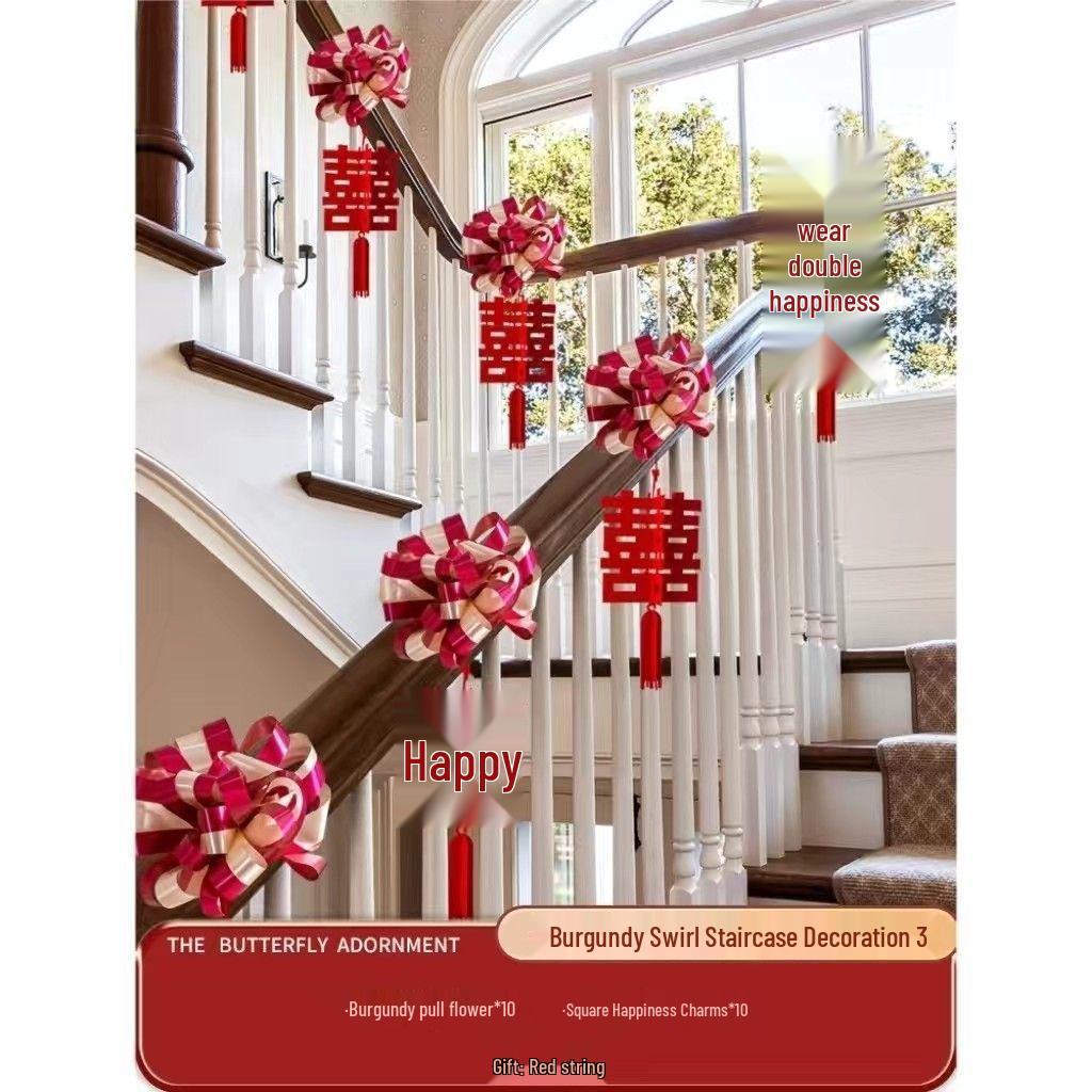 Creative Wedding Stair Railing Flowers & Bridal Room Decoration Set