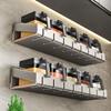 Kitchen Wall Mounted Spice Condiment Rack Organizer With Hanging Hook Wall Storage Shelf For Household Kitchen Space Saving